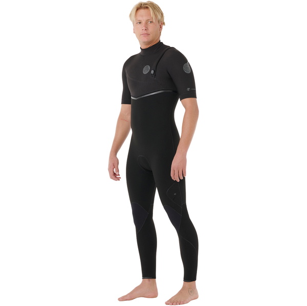 2026 Rip Curl Da Uomo E-Bomb 2/2mm Zip Free Manica Corta Muta 17XMFS - Black